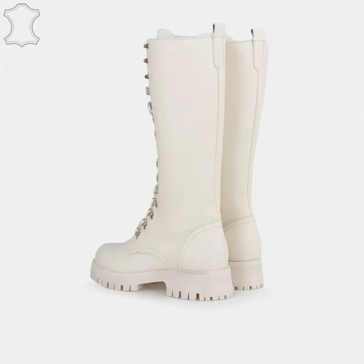 Women's high boots, women's white high boots, women's thick sole boots, women's winter boots, thick winter boots