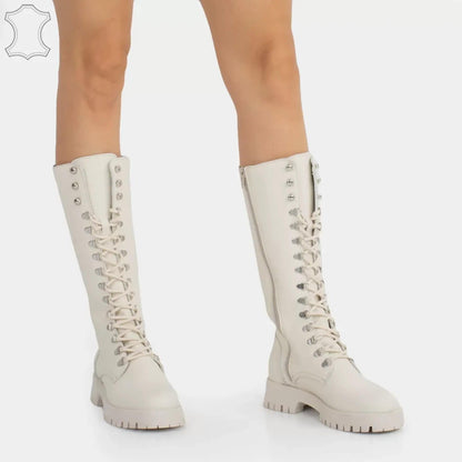 Women's high boots, women's white high boots, women's thick sole boots, women's winter boots, thick winter boots