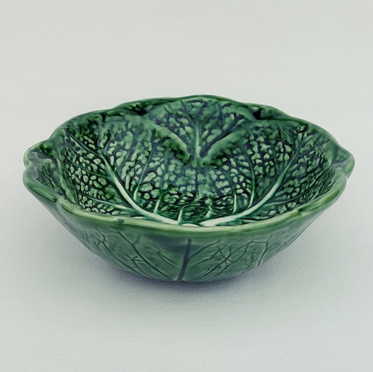 Hand-Painted Ceramic Cabbage Leaf Bowl, Portuguese Kitchen Decor