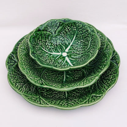 Set x6 Ceramic Plates Set, Portuguese Ceramic, Ceramic Plates Handmade Porttery, Ceramic plate set for 6, Ceramic Cabbage leaf design