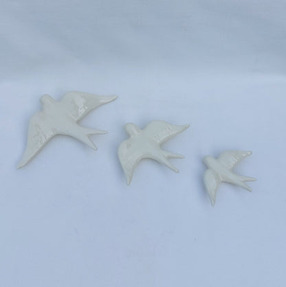 Hand-Painted Ceramic Swallow Set, Portuguese Wall Decor