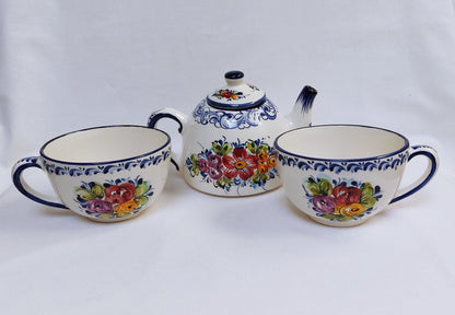 Teapot set| Ceramic Teapot set| Portuguese Ceramic Teapot| Hand Painted Ceramic Teapot|  Valentines day gift| Teapot set for two