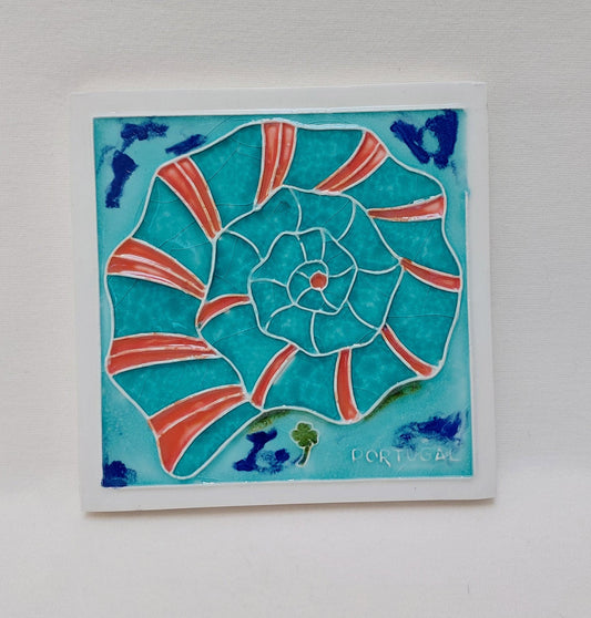 Portuguese Relief Tile, Seashell Tile, Hand Painted Relief Tile, Hand Painted Wall Decor, Marine Art, Portuguese Ceramic Tile