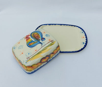 Butter Dish | Covered butter dish| Pottery butter dish| Ceramic Cheese Dish | Spread Dish | Portuguese Hand Painted  Ceramics