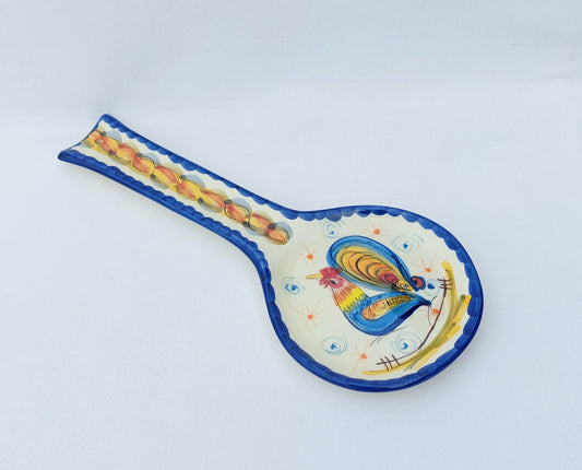 Hand Painted Ceramic Spoon Rest: Traditional Portuguese Rooster