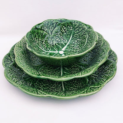 Set x6 Ceramic Plates Set, Portuguese Ceramic, Ceramic Plates Handmade Porttery, Ceramic plate set for 6, Ceramic Cabbage leaf design