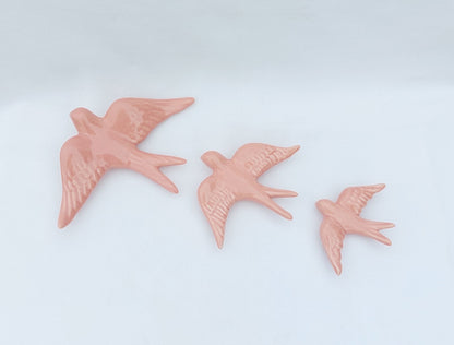 Hand Painted Ceramic Swallow Wall Decor, Set of 3