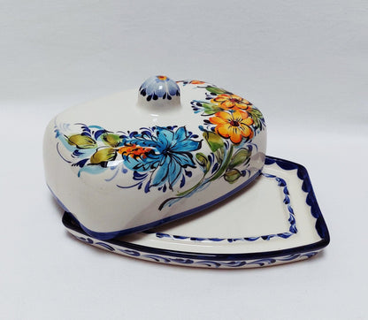 Butter Dish | Covered butter dish| Pottery butter dish| Ceramic Cheese Dish | Spread Dish | Portuguese Hand Painted  Ceramics