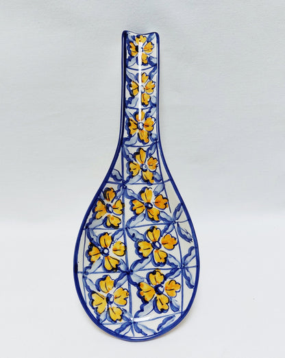 Ceramic Tile Spoon Rest|Portuguese Gifts| Traditional portuguese ceramic souvenirs| Hand painted ceramic| Traditional ceramic for kitchen|