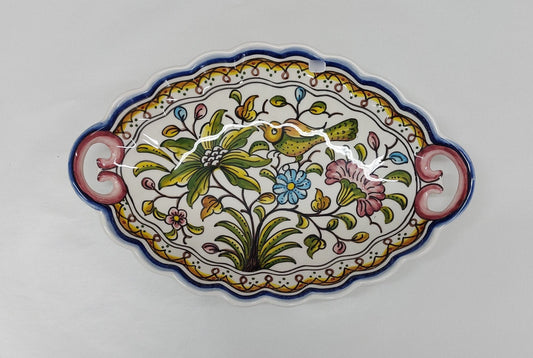 Decorative Tray for dining table| Coimbra Ceramics| Salad tray| Serving tray| fruit tray| Oval ceramic tray| Portuguese hand painted ceramic