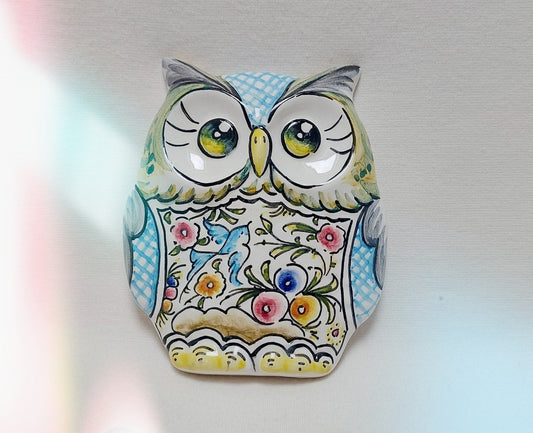 Owl statue, Ceramic owl hand painted, Gifts for her or him, Wall deco, Portuguese ceramics, Hand-painted Coimbra Ceramics, Birthday gift