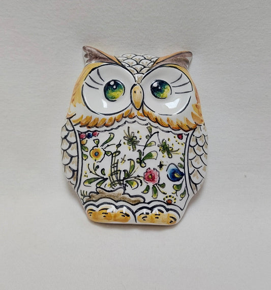 Hand-painted ceramic owl, Gifts for her or him, Wall deco, Portuguese ceramics, Hand-painted Coimbra Ceramics, Owl Statue, Birthday gift