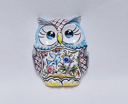 Hand-painted ceramic owl, Gifts for her or him, Wall deco, Portuguese ceramics, Hand-painted Coimbra Ceramics, Owl Statue, Birthday gift