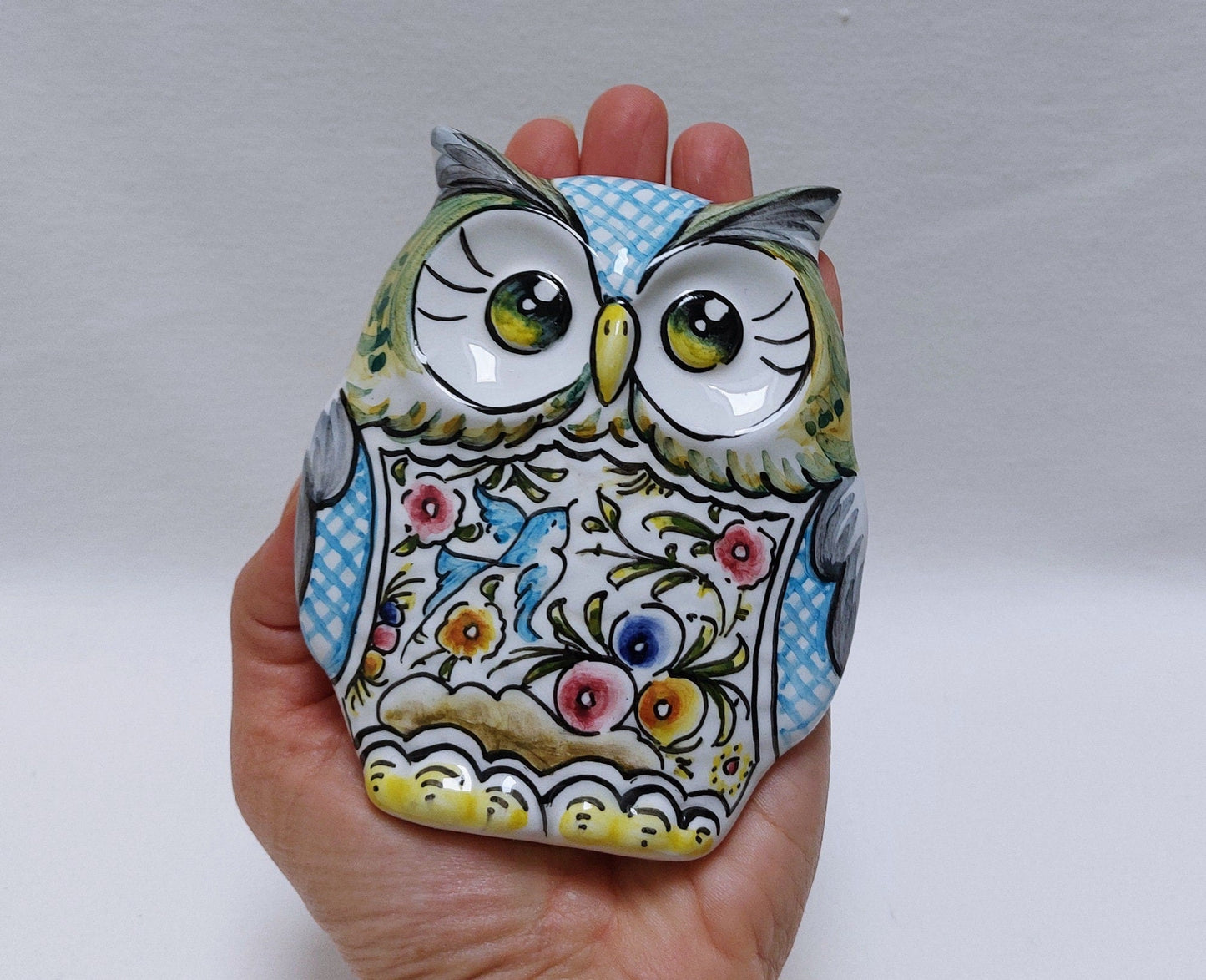 Owl statue Set x4 , Owl hand painted, Gifts for her or him, Wall deco, Portuguese ceramics, Hand-painted Coimbra Ceramics, Birthday gift