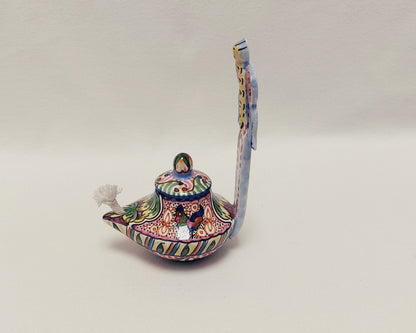Ceramic oil lamp, Hand painted ceramic lamp, Decorative oil lamp,