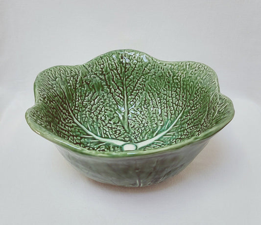 Hand Painted Ceramic Cabbage Leaf Salad Bowl, Wedding Gift