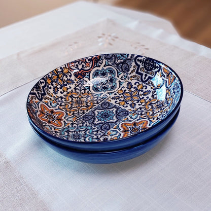 Pasta bowl Set for 2, Pasta plate, Ceramic Tile plate handmade pottery, Ceramic pasta bowl, Portuguese ceramic tiles