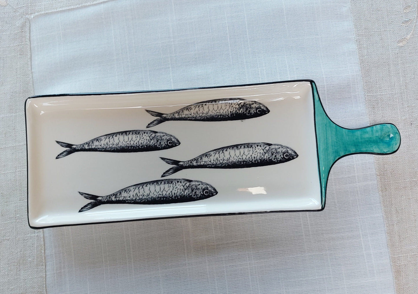 Portuguese ceramic sardines appetizer tray, Gift for chefs, Ceramic of Portuguese Sardines, Snack Tray, ceramic spoon rest,  appetizer trays