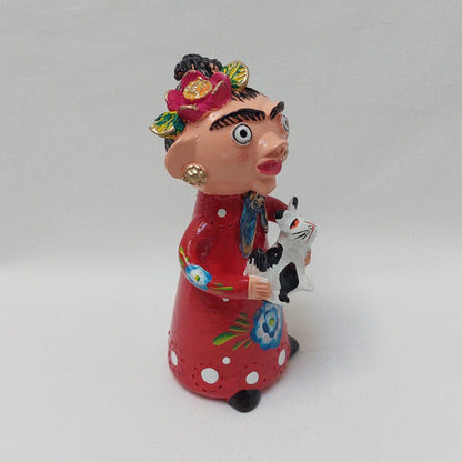 Frida Khalo Figure, Original Christmas Gift, Figurado de Barcelos, Decorative Clay Doll, Typical Portuguese Pottery