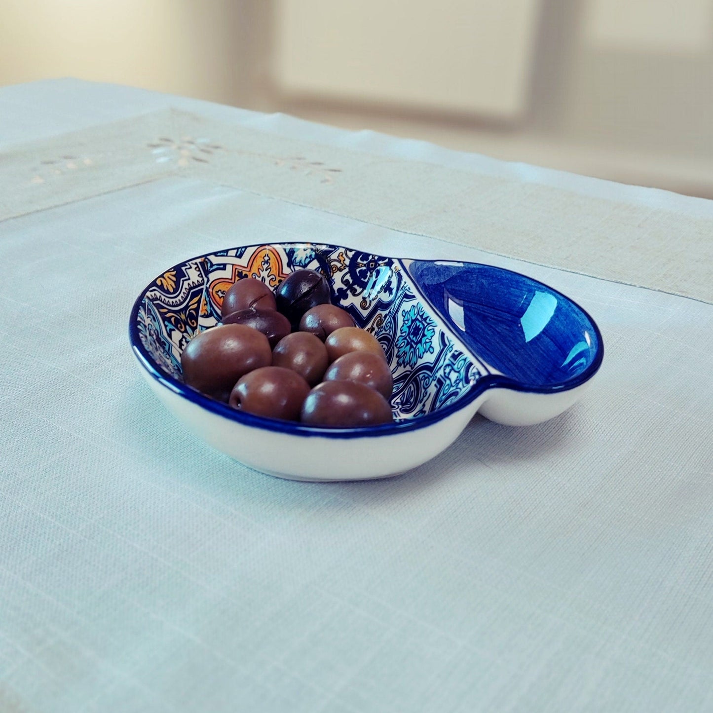 Portuguese olive dish, Spice dish, Ceramic Tile Olive dish, Appetizer dish, Portuguese saucer olive, Portuguese dish for olives and pits