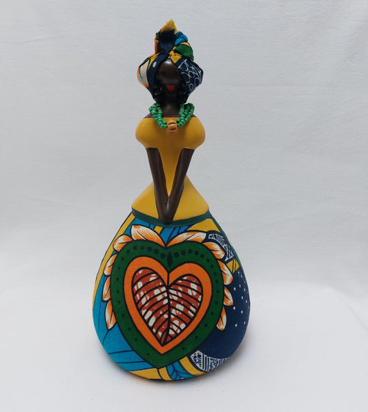 African Ethnic Figurine, Decorative Ceramic figurine, Christmas Gift, Decorative Ceramic doll, Typical Portuguese decorative Pottery