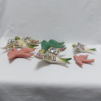 6 Set Ceramic swallow, Christmas Gift Ceramic birds, Portuguese ceramic swallow, Ceramic Birds Wall Decor, Hand painted ceramic swallows,