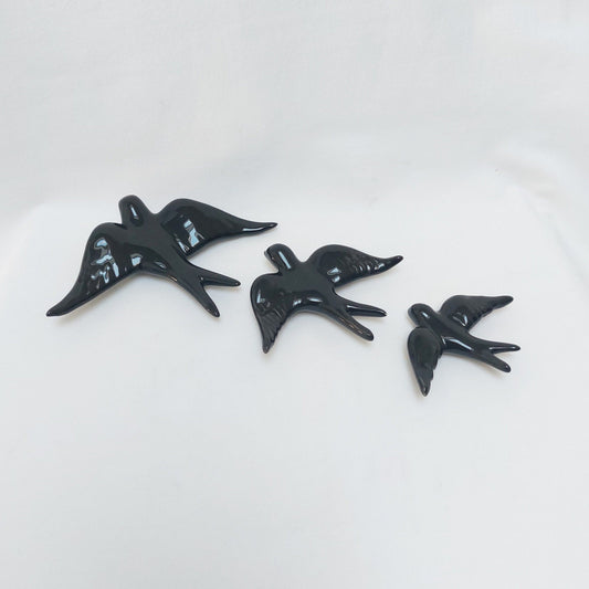 3 Set Ceramic swallow, Ceramic birds, Portuguese ceramic swallow, Ceramic Birds Wall Decor, Hand painted ceramic swallows,