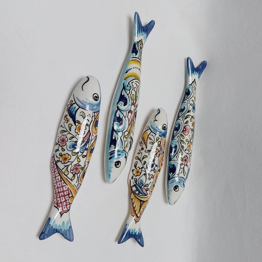 Ceramic sardines Set of 4, Portuguese sardines, sardines, sardines wall decoration, traditional ceramic, Portuguese ceramic