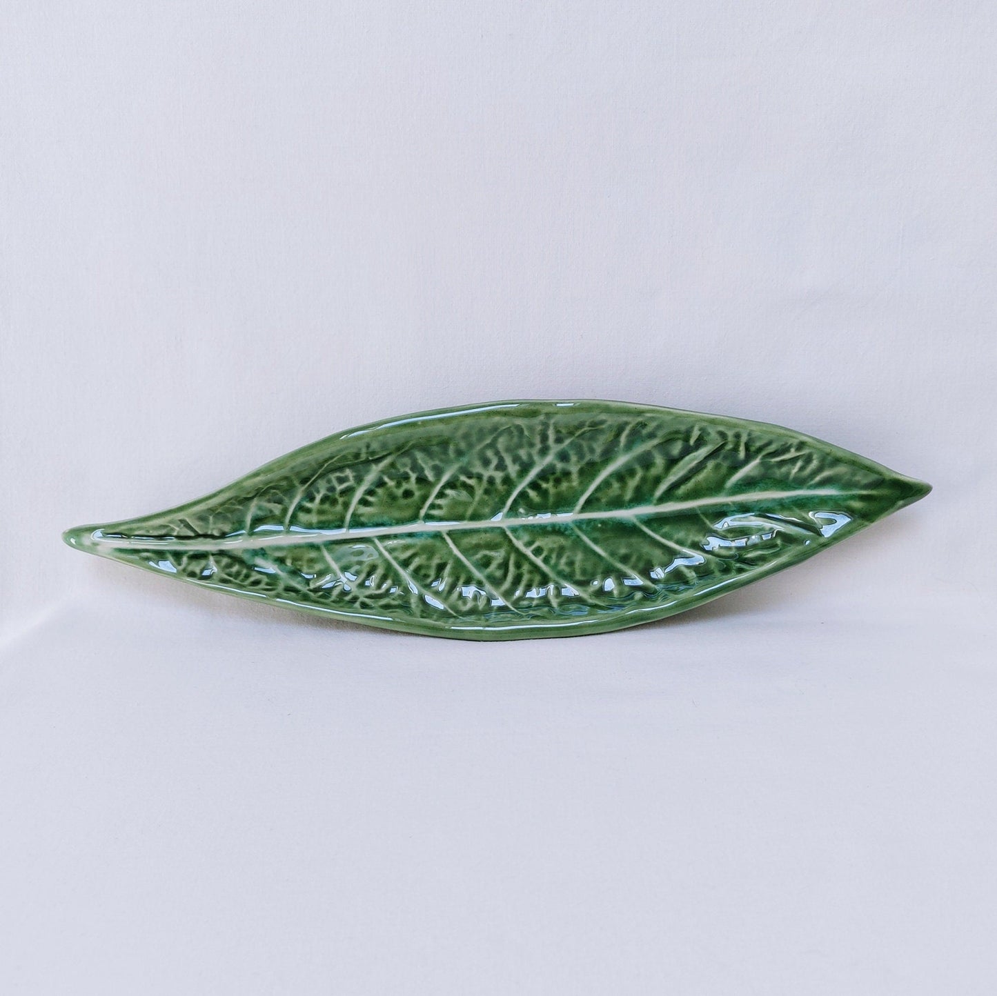 Set x2 Appetizer ceramic plate cabbage leaf, Portuguese Ceramic Appetizer Plate, Appetizer tray