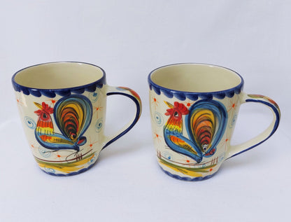 Set for 2 Ceramic mugs for infusions, Portuguese Ceramic mugs for teas, Mugs for hot drinks, Hand-painted Portuguese ceramic Mugs.