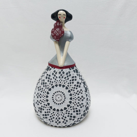 Portuguese Typical Figure with lace, Decorative figurine, Christmas Gift, Decorative ceramic doll, Typical Portuguese decorative Pottery