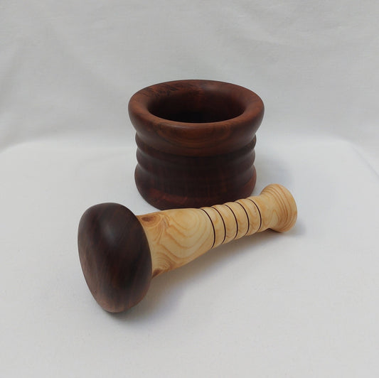 Handmade Wooden Mortar and Pestle, Beeswax Finish, Christmas Gift
