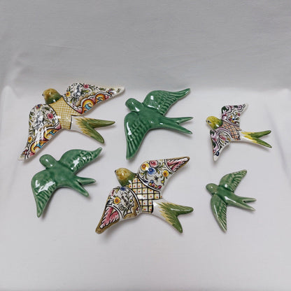 6 Set Ceramic swallow, Christmas Gift Ceramic birds, Portuguese ceramic swallow, Ceramic Birds Wall Decor, Hand painted ceramic swallows,