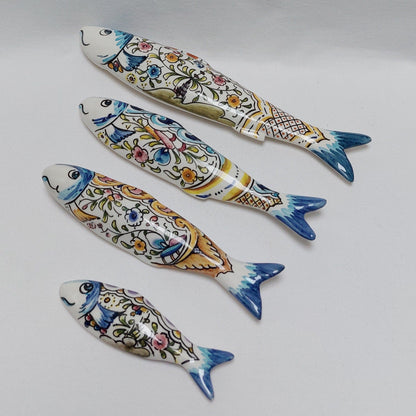 Ceramic sardines Set of 4, Portuguese sardines, sardines wall decoration, traditional ceramic, Portuguese ceramic