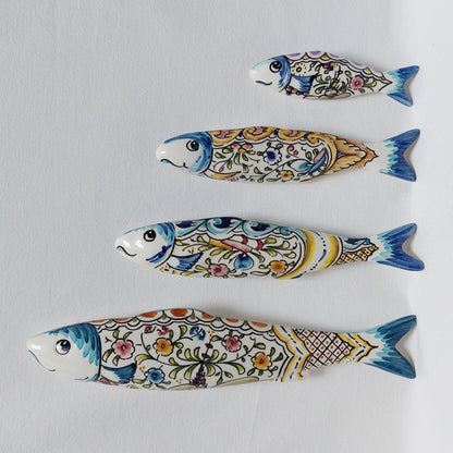 Ceramic sardines Set of 4, Portuguese sardines, sardines wall decoration, traditional ceramic, Portuguese ceramic