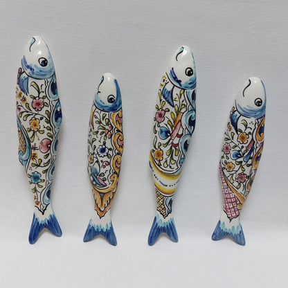 Ceramic sardines Set of 4, Portuguese sardines, sardines, sardines wall decoration, traditional ceramic, Portuguese ceramic