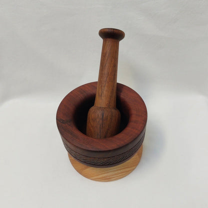 Handmade Wooden Large mortar and pestle finished with beeswax. Solid wood mortar, Large wooden mortar and pestle handmade. Christmas Gifts
