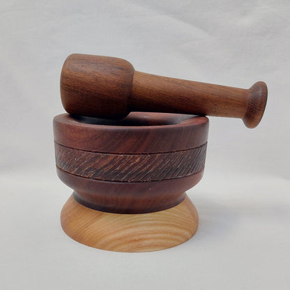 Handmade Wooden Large mortar and pestle finished with beeswax. Solid wood mortar, Large wooden mortar and pestle handmade. Christmas Gifts