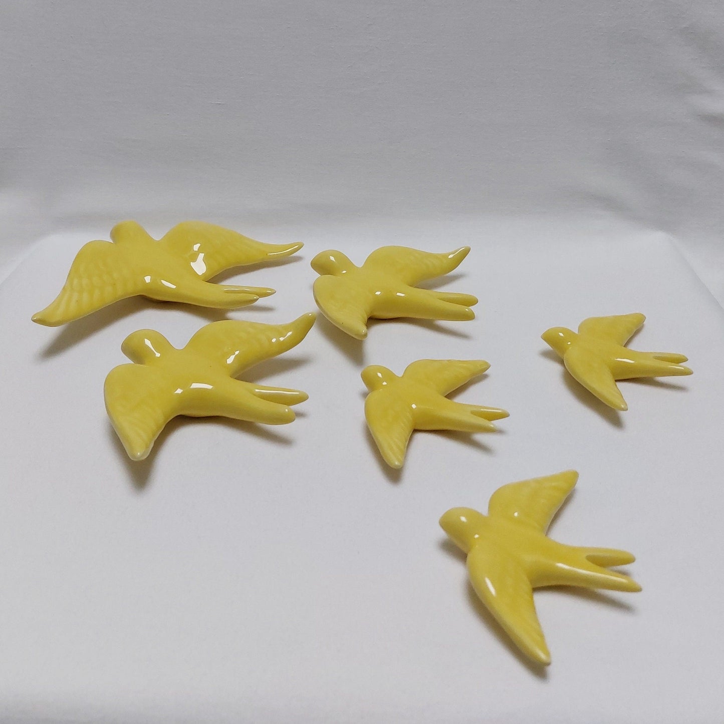 Set Ceramic swallow x6, Ceramic birds for wall, Portuguese ceramic swallow, Ceramic Birds Wall Decor, Hand painted ceramic swallows,