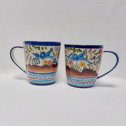 Set for 2 Ceramic Mugs Hand Painted, Portuguese Ceramic mugs for teas, Mugs for hot drinks, Hand-painted Portuguese ceramic Mugs.