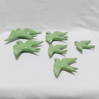 Set Ceramic swallow x6, Ceramic birds for wall, Portuguese ceramic swallow, Ceramic Birds Wall Decor, Hand painted ceramic swallows,