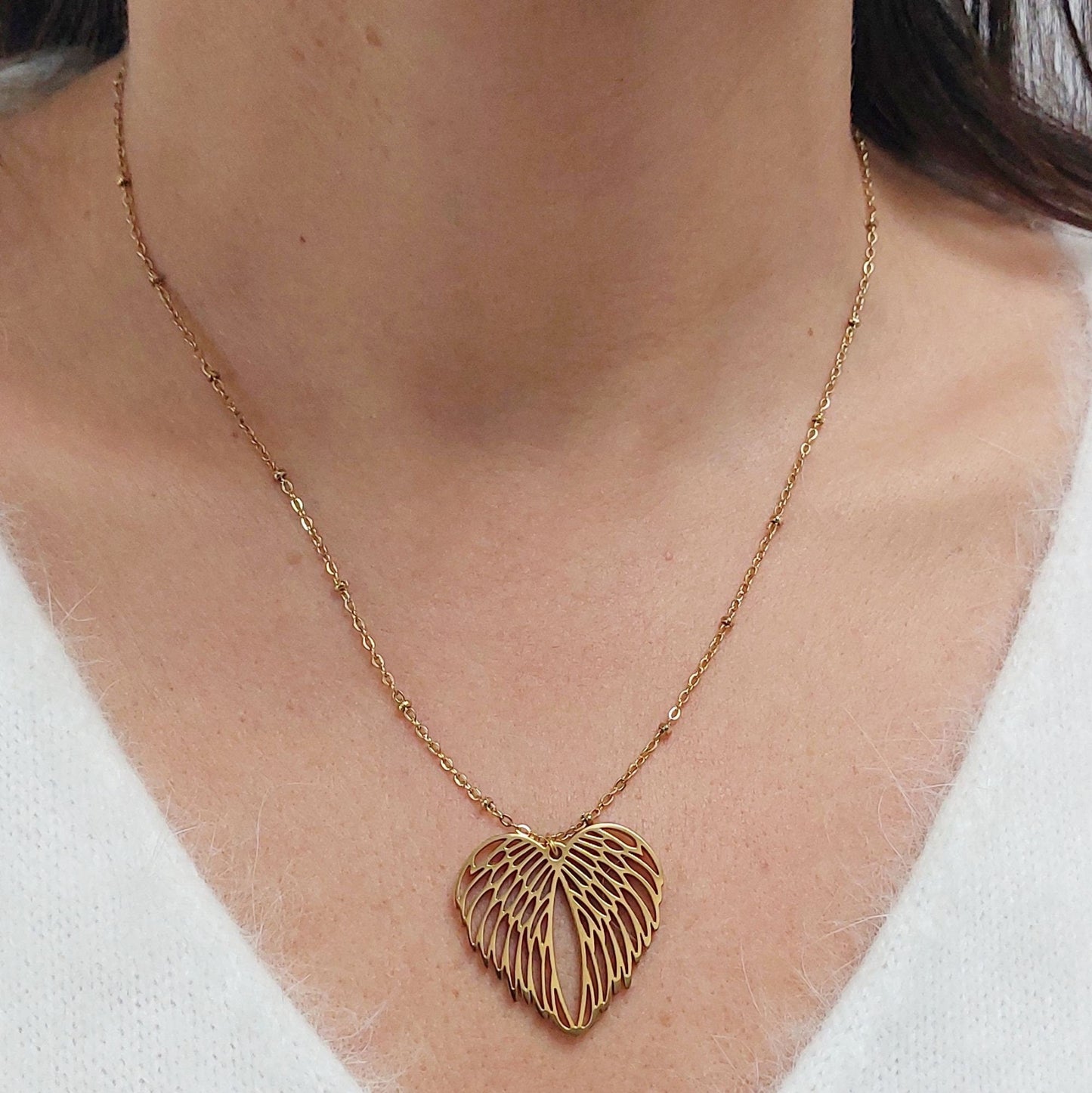 Gold plated steel necklace| Stainless steel heart necklace| Mother's Day gift| Valentine's Day gifts| Gifts for them| Bridal shower gifts