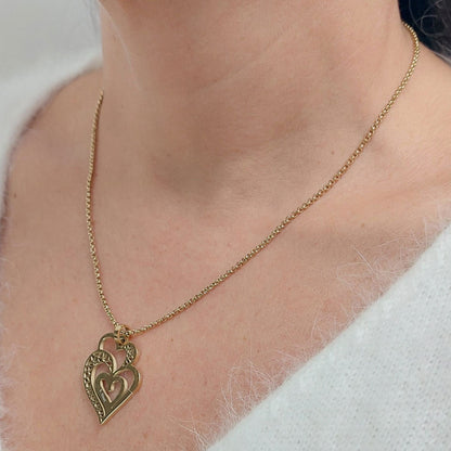 Portuguese filigree gold plated steel necklace| Stainless steel heart necklace| Mother's Day gift| Valentine's Day gifts| Gifts for her