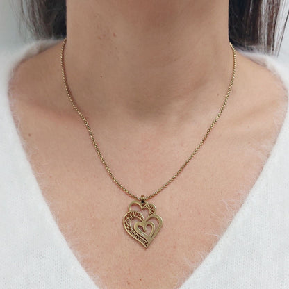 Portuguese filigree gold plated steel necklace| Stainless steel heart necklace| Mother's Day gift| Valentine's Day gifts| Gifts for her