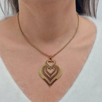 Portuguese filigree gold plated steel necklace| Stainless steel heart necklace| Mother's Day gift| Valentine's Day gifts| Gifts for her