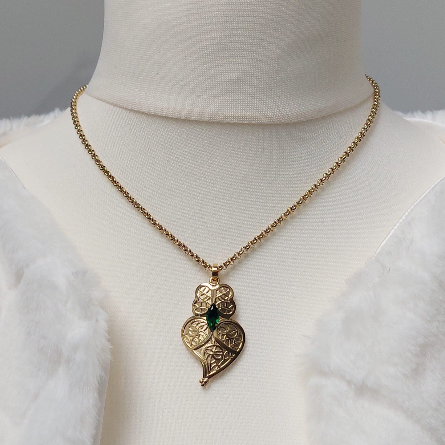 Portuguese filigree gold plated steel necklace| Stainless steel heart necklace| Mother's Day gift| Valentine's Day gifts| Gifts for her