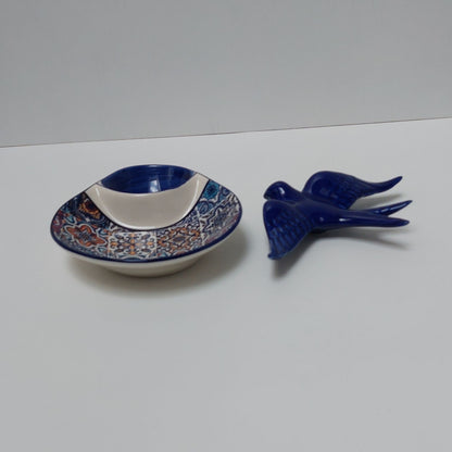 Portuguese olive dish, Portuguese Gift, Ceramic Tile Olive dish, Appetizer dish, Portuguese Ceramic Swallow, Portuguese dish for olives pits