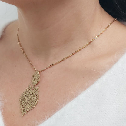 Portuguese filigree gold plated steel necklace| Stainless steel heart necklace| Mother's Day gift| Valentine's Day gifts| Gifts for her