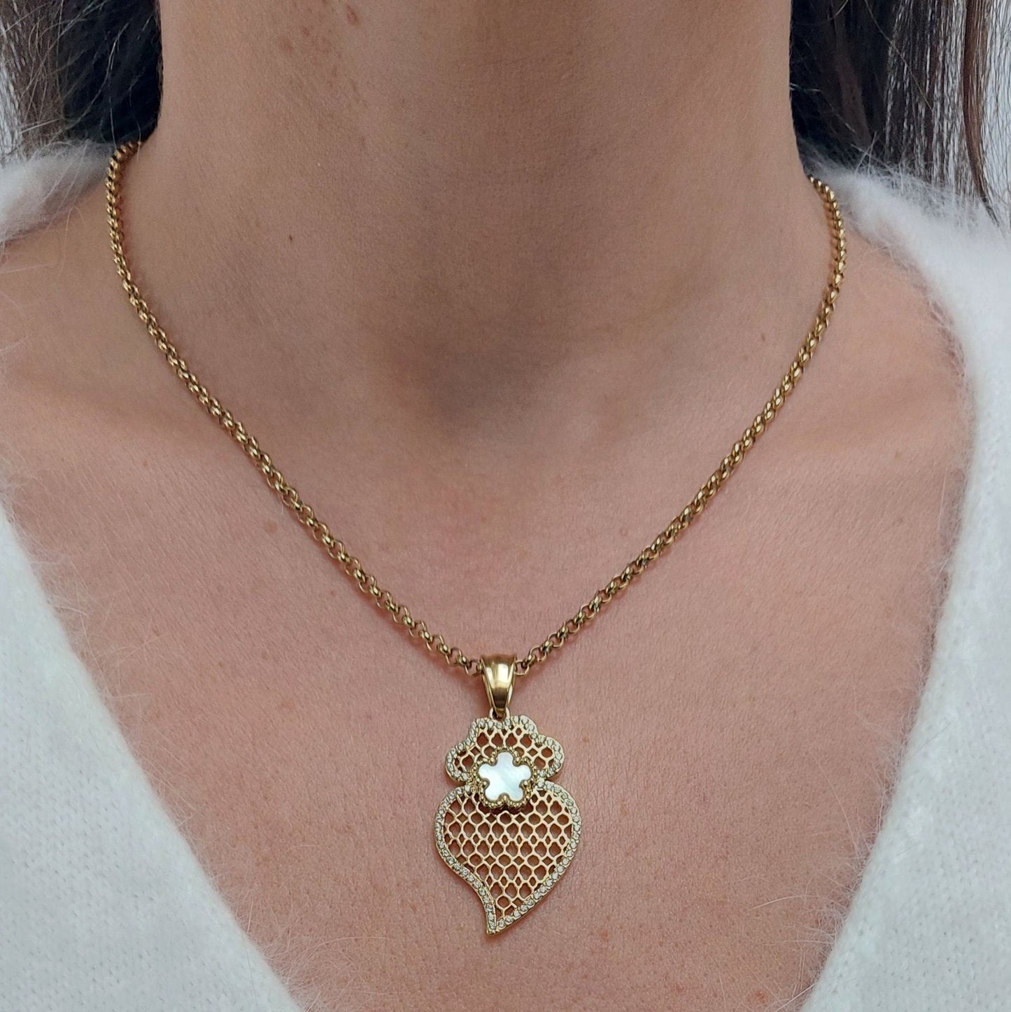 Portuguese filigree gold plated steel necklace| Stainless steel heart necklace| Mother's Day gift| Valentine's Day gifts| Gifts for her