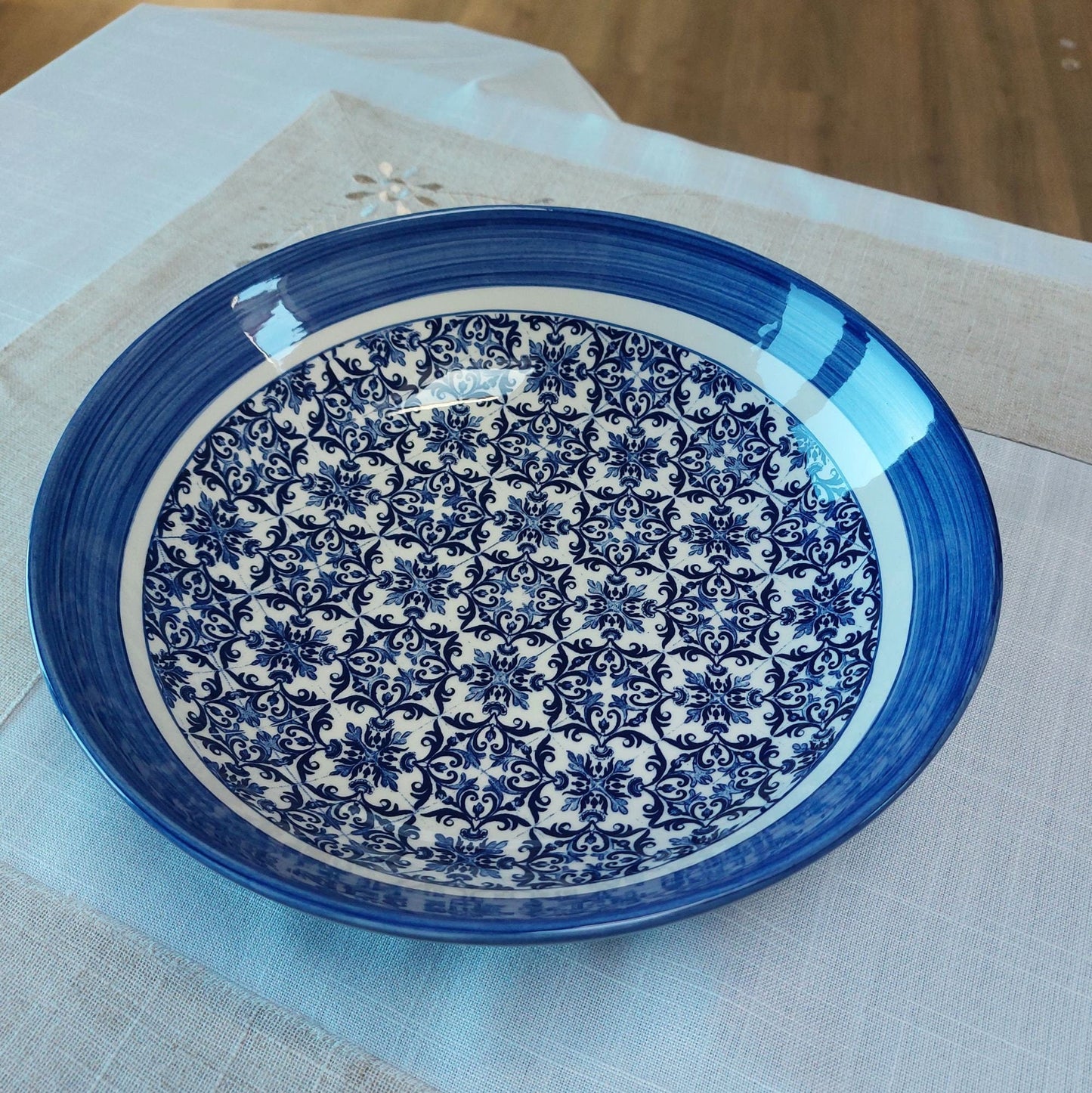 Portugues Ceramic Tile Salad bowl, Ceramic plates, Serving plate, Large ceramic salad bowl,